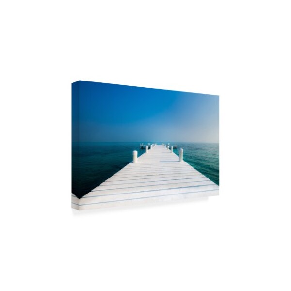 Vladimir Kostk 'The Pier In White' Canvas Art,22x32